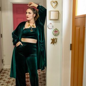 Vada Winter Velvet Felicity Duster size XL in Green